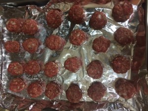 Meatballs on tray